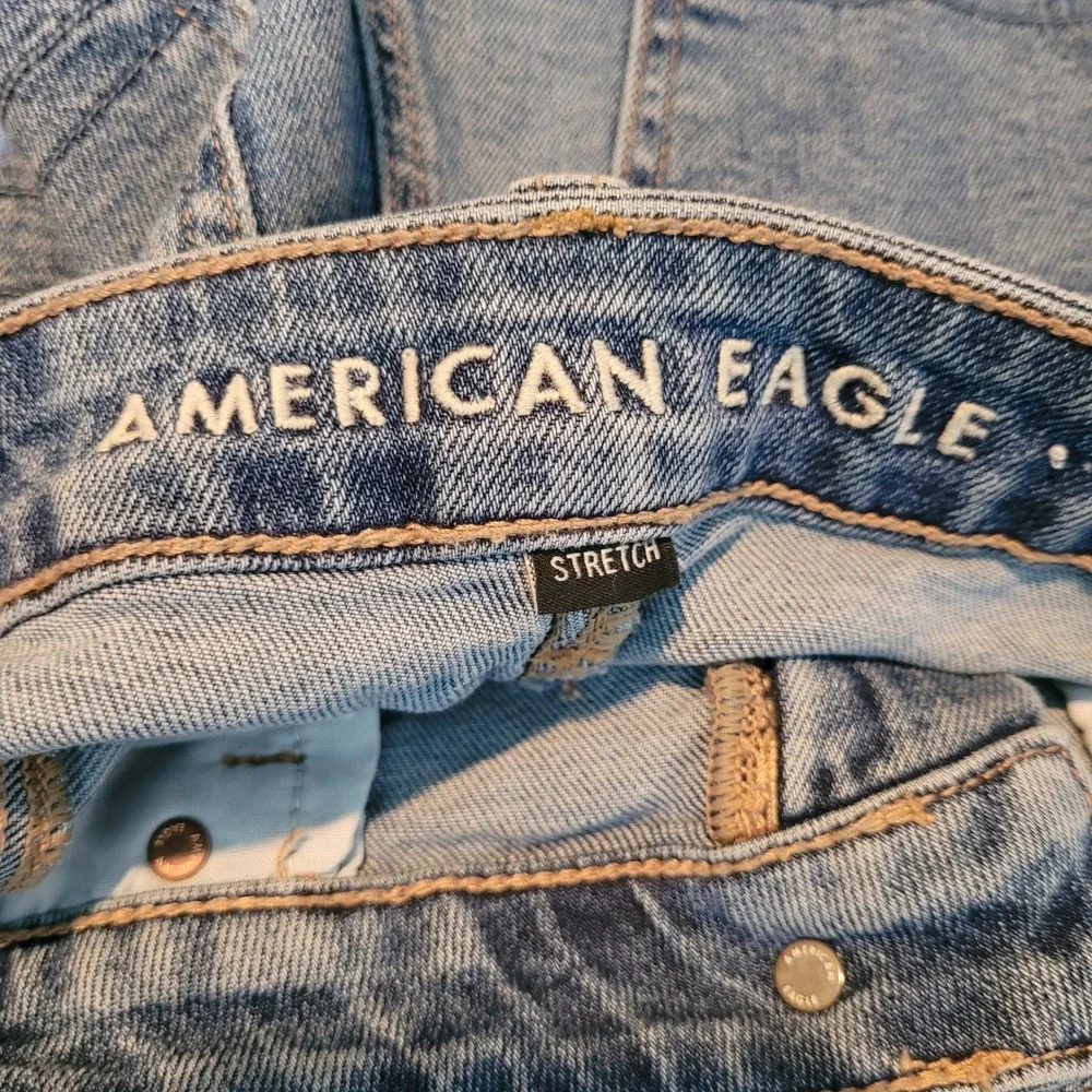 American Eagle Mom Short‎ Womens 0 Blue Denim High Rise Cuffed Stretch Beach